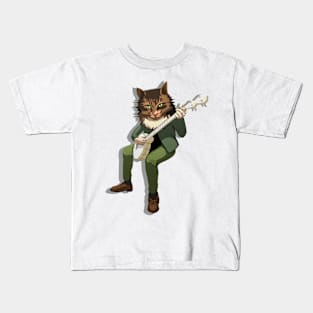 Banjo Boy Cat - No Text Version Kids T-Shirt